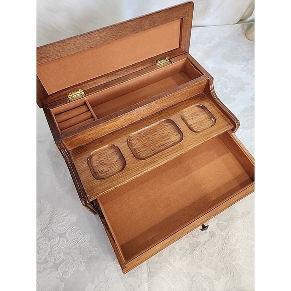 Solid Oak Men's Dresser Desk Valet Storage Decor 11" X 6.5" X 4.5" - Picture 2 of 15